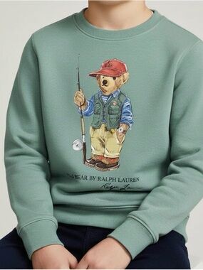 Polo by Ralph Lauren Green Fishing Bear Crewneck Sweatshirt